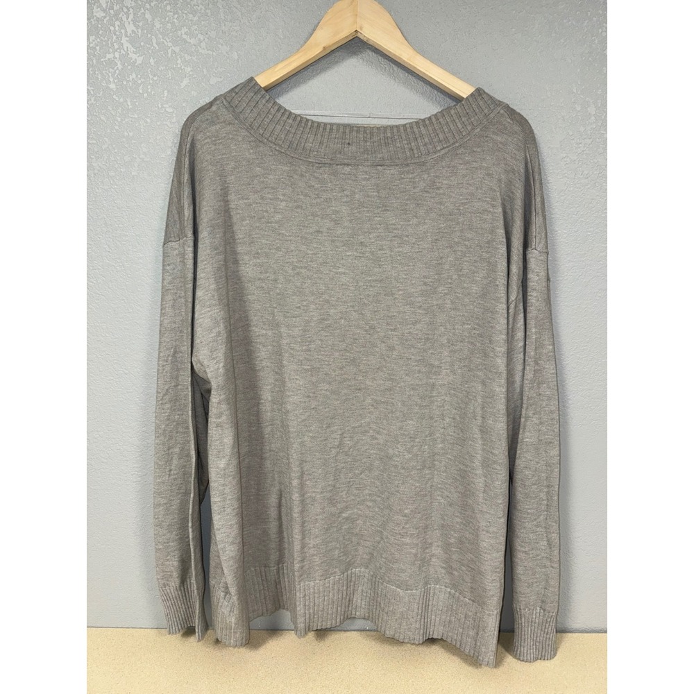 Lane Bryant Heather Grey V-Neck Sweater Plus Size 22/24 NWT Lightweight Knit - Picture 3 of 4